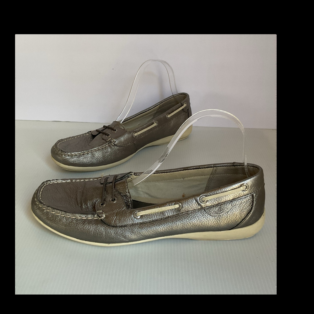 Sperry Top-Sider Loafers Metallic Bronze Leather Women 9.5M Boat Shoes Comfort